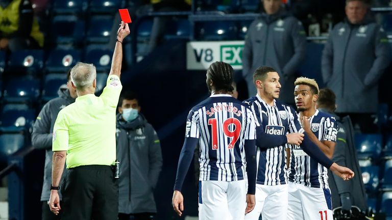 Jake Livermore was shown a straight red by referee Martin Atkinson, who was instructed to view the pitchside monitor after initially issuing a yellow 