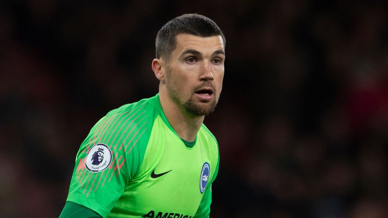 Goalkeeper Mathew Ryan of Brighton and Hove Albion during to the Premier League match between Arsenal FC and Brighton & Hove Albion at Emirates Stadium on December 05, 2019 in London, United Kingdom.
