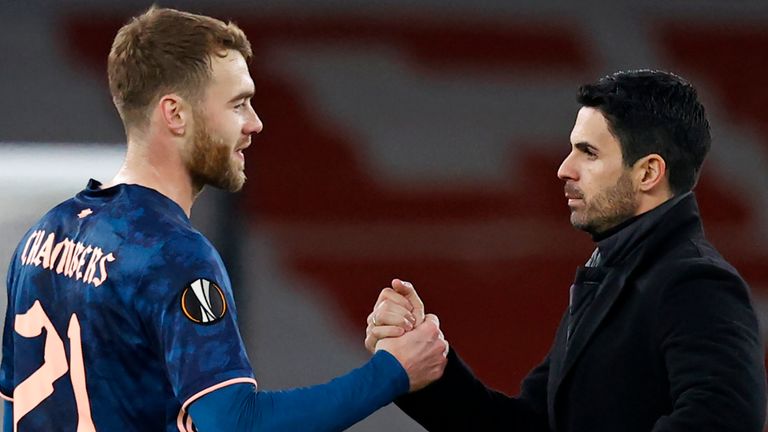 Mikel Arteta was pleased to welcome Calum Chambers and Pablo Mari back from injury