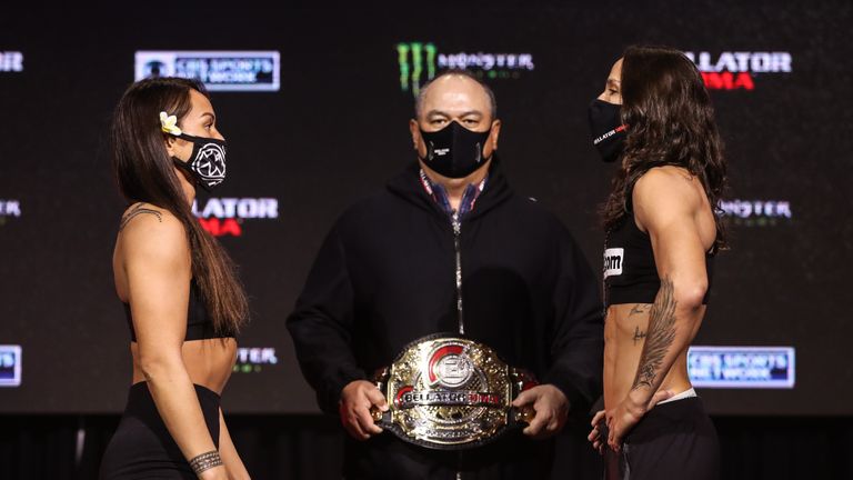 Ilima-Lei Macfarlane and Juliana Velasquez face-off before their fight at Bellator 254