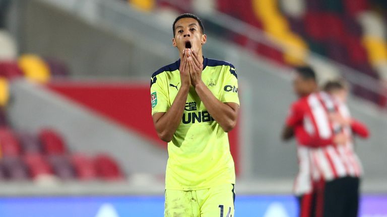 Newcastle midfielder Isaac Hayden shows his despair at the final whistle