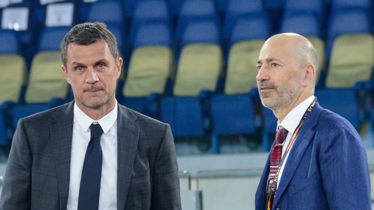 AC Milan CEO Ivan Gazidis and Paolo Maldini technical director of AC Milan