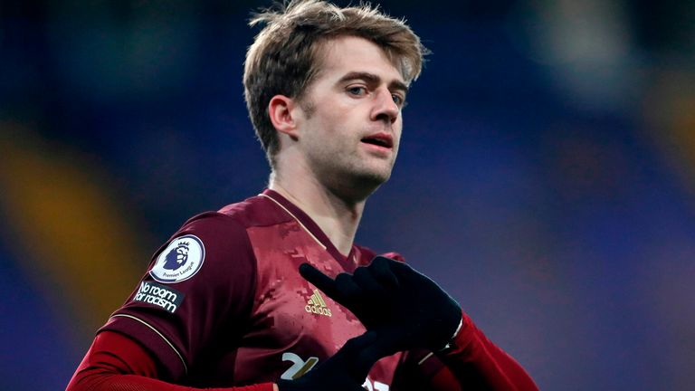 Patrick Bamford celebrates after scoring against his former club Chelsea to give Leeds the lead