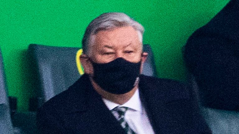 Celtic chief executive Peter Lawwell watches on during their Betfred Cup defeat to Ross County at Celtic Park