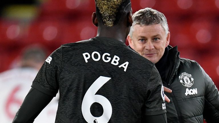 Paul Pogba with Manchester United manager Ole Gunnar Solskjaer