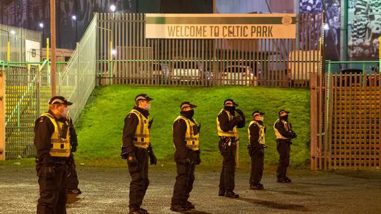 Police Scotland have confirmed that two men were arrested outside Celtic Park 