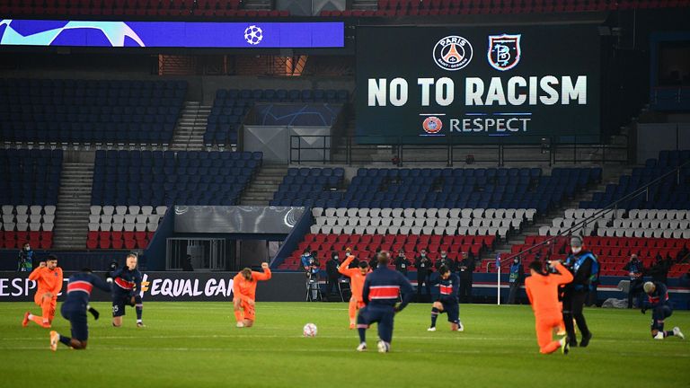 PSG and Istanbul Basaksehir players took a knee and wore ...