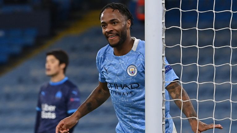 Raheem Sterling netted City's third goal against Marseille