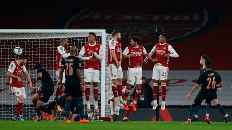 Riyad Mahrez restored Manchester City's lead against Arsenal in the Carabao Cup quarter-final