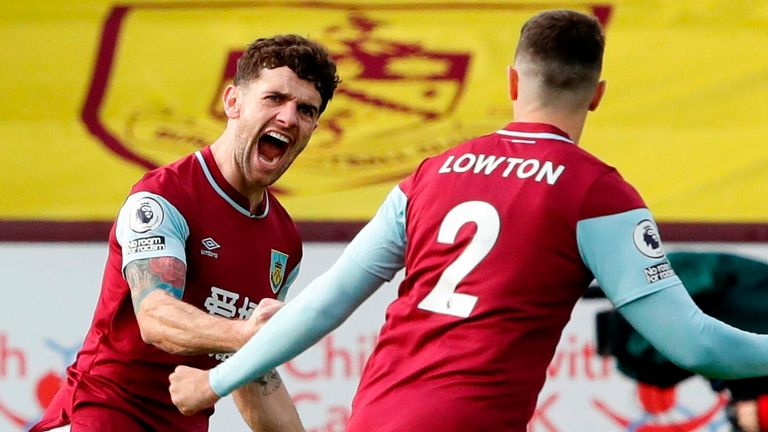 Robbie Brady celebrates scoring for Burnley against Everton