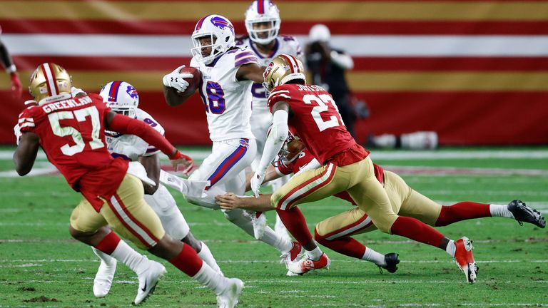 Andre Roberts of the Buffalo Bills returns a punt during their game against the San Francisco 49ers