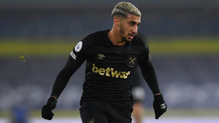 Said Benrahma of West Ham during the Premier League match against Leeds United  at Elland Road