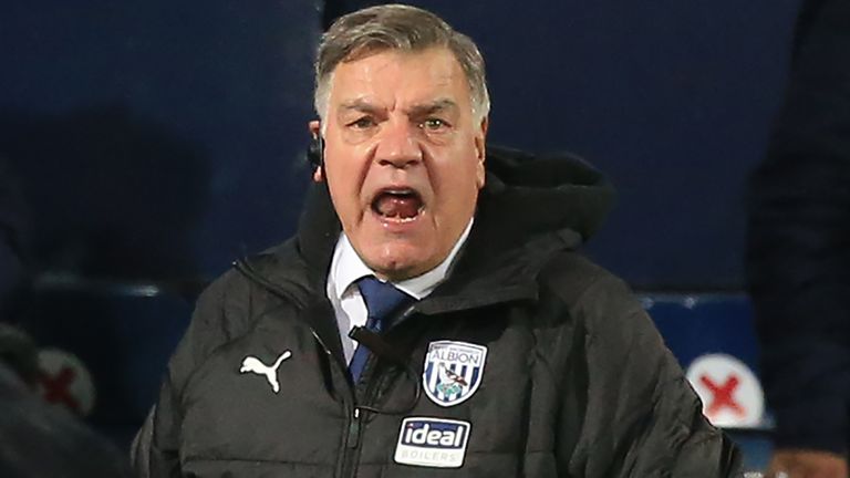 Sam Allardyce, Manager of West Bromwich Albion reacts during the Premier League match between West Bromwich Albion and Aston Villa at The Hawthorns on December 20, 2020 in West Bromwich, England. The match will be played without fans, behind closed doors as a Covid-19 precaution. (Photo by Lindsey Parnaby - Pool/Getty Images)