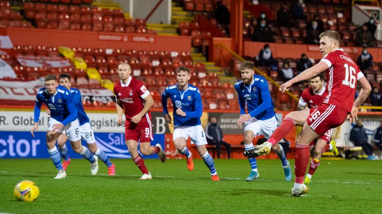 Sam Cosgrove's penalty levelled up for Aberdeen moments before half-time