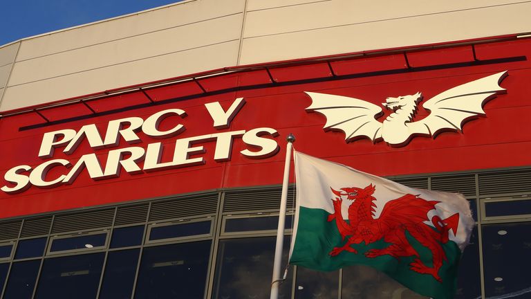 The Welsh national flag outside the main stand during the European Rugby Champions Cup match between Scarlets and RC Toulon at Parc y Scarlets on January 20, 2018 in Llanelli, Wales. (Photo by Michael Steele/Getty Images)