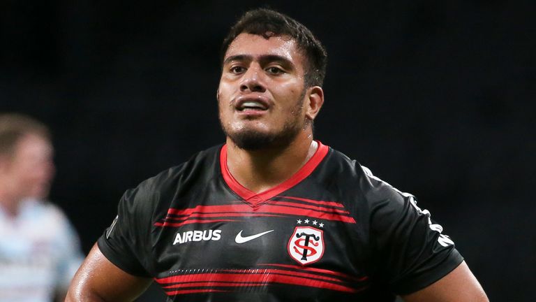 PARIS, FRANCE - FEBRUARY 29: Selevasio Tolofua of Stade Toulousain during the Top 14 rugby match between Racing 92 and Stade Toulousain (La Rochelle) at Paris La Defense Arena on February 29, 2020 in Nanterre near Paris, France. (Photo by Jean Catuffe/Getty Images)