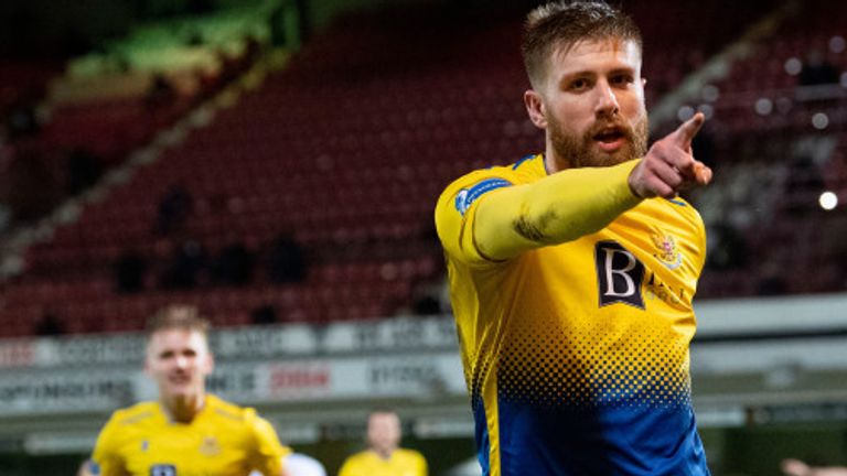 Shaun Rooney celebrates his Betfred Cup quarter-final goal against Dunfermline