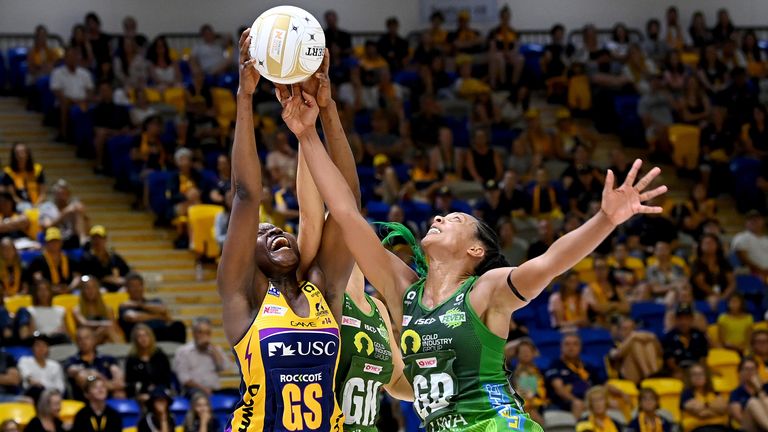 Stacey Francis (R) in action for West Coast Fever