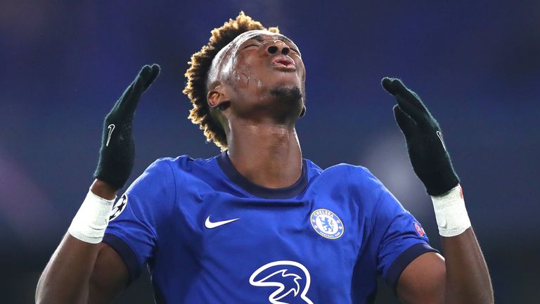 Tammy Abraham reacts to a missed opportunity against Krasnodar