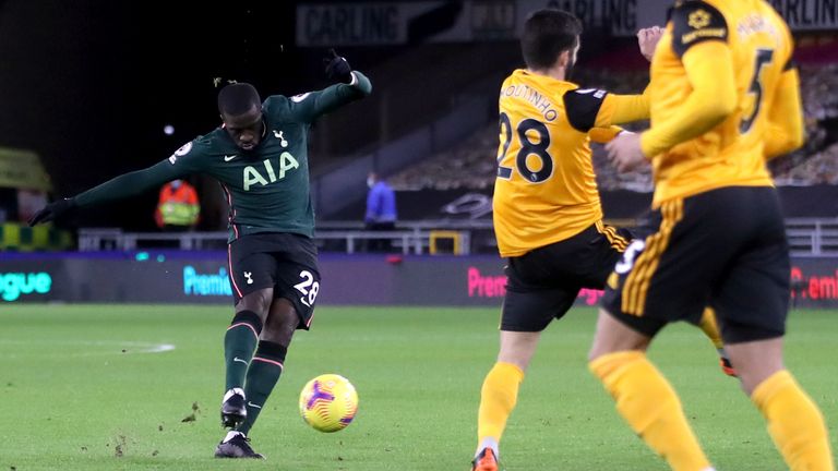 Tottenham Hotspur&#39;s Tanguy Ndombele opens the scoring at Molineux