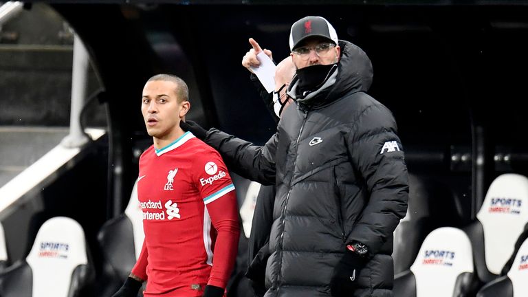 Thiago was a second-half substitute for Liverpool at St James' Park