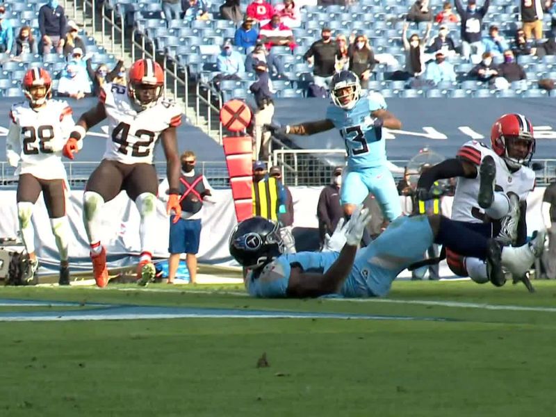 Watch as Cleveland Browns turn M.J. Stewart's INT into points with a Jarvis  Landry TD run 