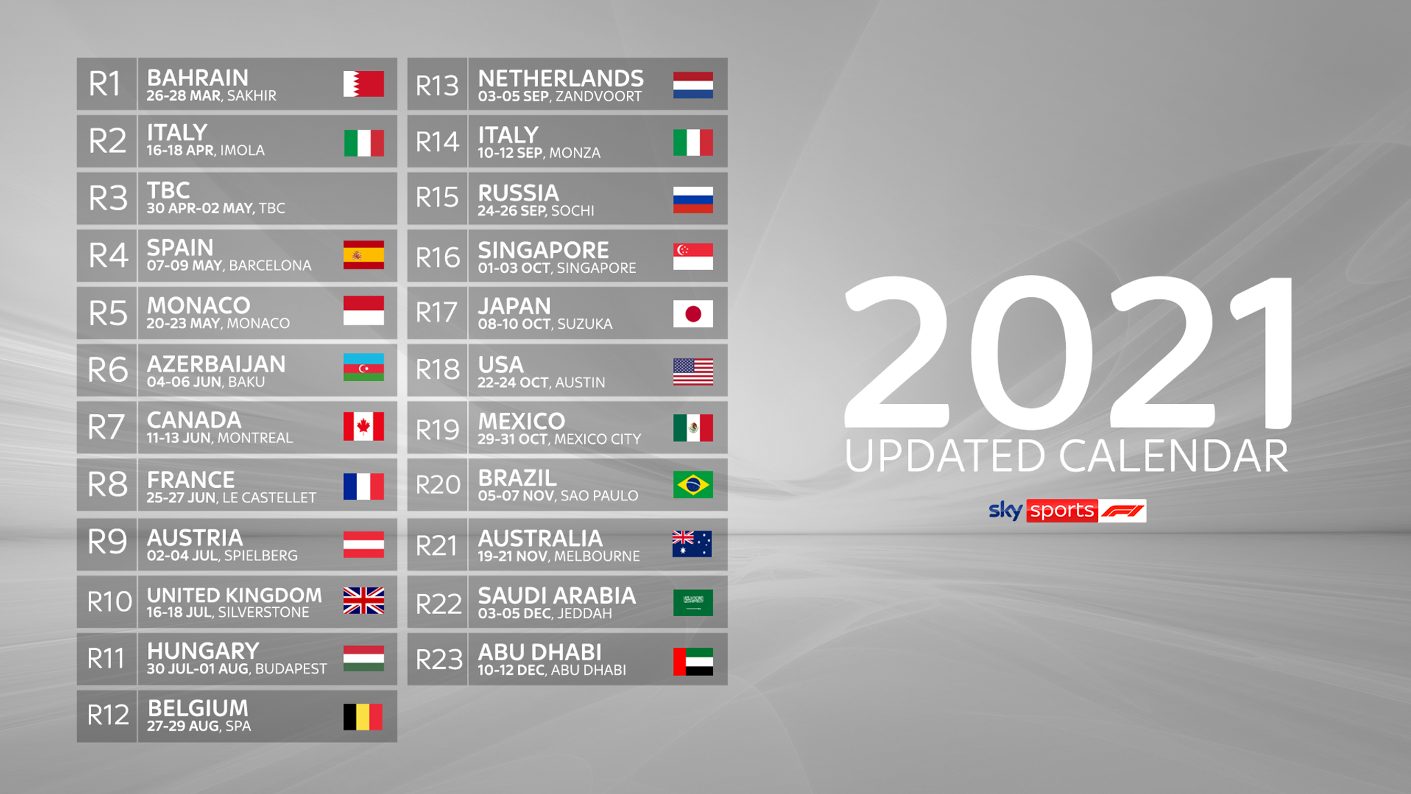 40  Provisional F1 Calendar 2022 Background All in Here