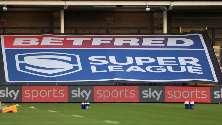 A general view of Betfred Super League signage on the stands during the Betfred Super League match at Emerald Headingley Stadium, Leeds
