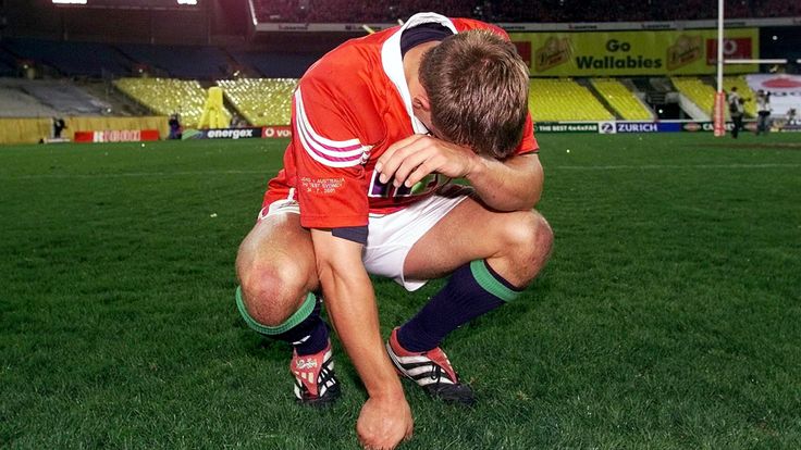 File photo dated 14-07-2001 of British and Irish Lions player Jonny Wilkinson falls to his knees, after his team lost the Third Test match against Australia at Stadium Australia, Sydney.