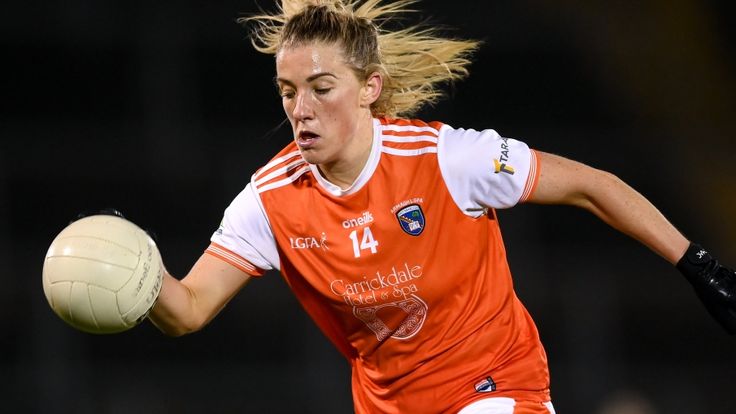 Kelly Mallon gains possession during the 2020 TG4 All-Ireland Senior Ladies Football Championship clash with neighbours Tyrone at Kingspan Breffni in Cavan. Photo: Stephen McCarthy/Sportsfile 