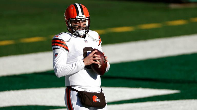AP - Cleveland Browns quarterback Baker Mayfield (6) warms up before an NFL football game against the New York Jets, Sunday, Dec. 27,