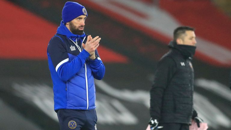 Shrewsbury assistant manager Aaron Wilbraham reacts during the game