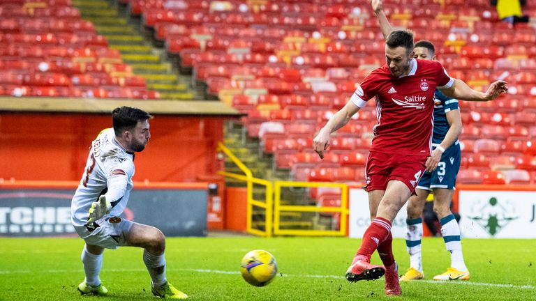 Aberdeen's Andrew Considine makes it 2-0 at Pittodrie against Motherwell