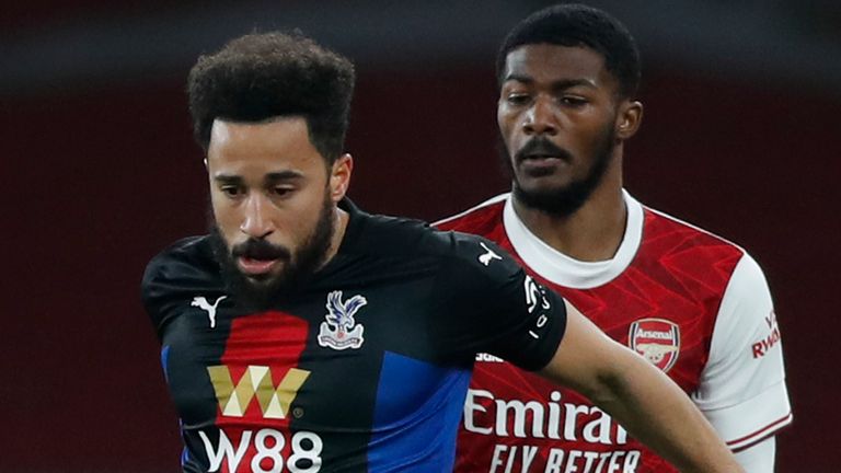 Ainsley Maitland-Niles shadows Crystal Palace's Andros Townsend