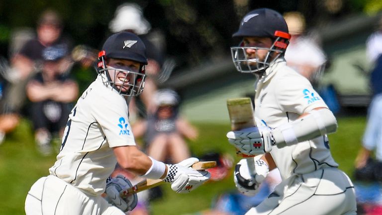 An unbroken stand of 215 between Henry Nicholls, left, and Williamson has given the Black Caps the advantage at Hagley Oval