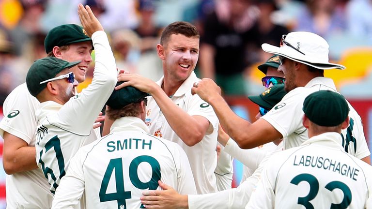 Australia&#39;s Josh Hazlewood finished with 5-57 in the fourth Test against India
