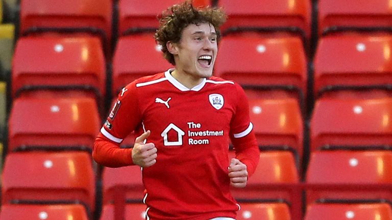 Barnsley's Callum Styles celebrates scoring against Norwich in the FA Cup