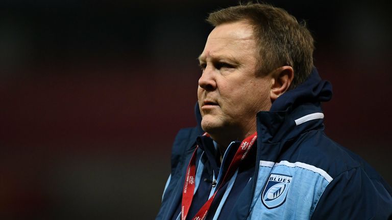 26 October 2020; Cardiff Blues head coach John Mulvihill ahead of the Guinness PRO14 match between Munster and Cardiff Blues at Thomond Park in Limerick. Photo by Ramsey Cardy/Sportsfile