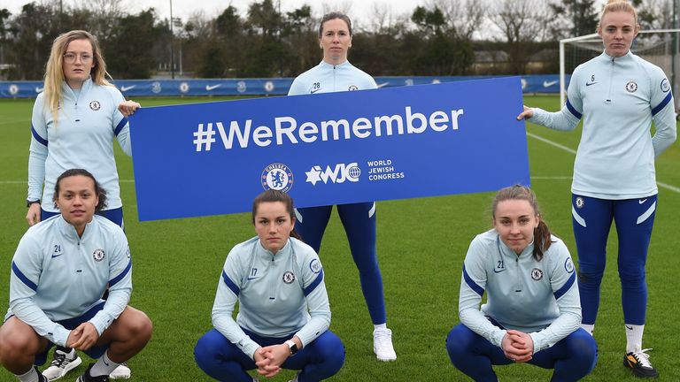 Members of Chelsea Women partake in the club&#39;s marking of Holocaust Memorial Day (credit: Chelsea Football Club Foundation)