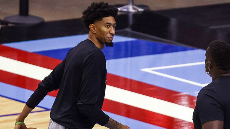 AP - Houston Rockets center Christian Wood (35) warms up for the team's NBA basketball game against the Portland Trail Blazers
