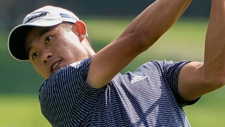 Collin Morikawa, of the United States, plays a shot on the 12th hole during the second round of the US Open Golf Championship, Friday, Sept. 18, 2020, in Mamaroneck, N.Y. (AP Photo/Charles Krupa) 