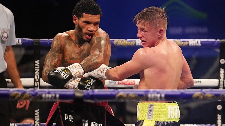 HANDOUT PICTURE COMPLIMENTS OF MATCHROOM BOXING.Conor Benn and Sebastian Formella, WBA Continental Welterweight Title..21 November 2020.Picture By Dave Thompson.