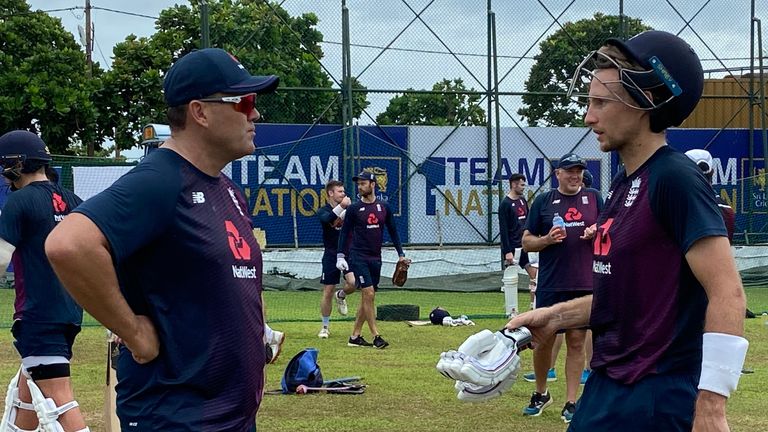 England Test captain Joe Root preparing for the first Test against Sri Lanka with batting consultant Jacques Kallis. Pic: ECB