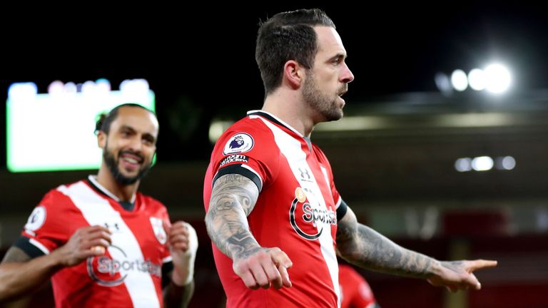 Danny Ings celebrates after giving Southampton the early lead against Liverpool 