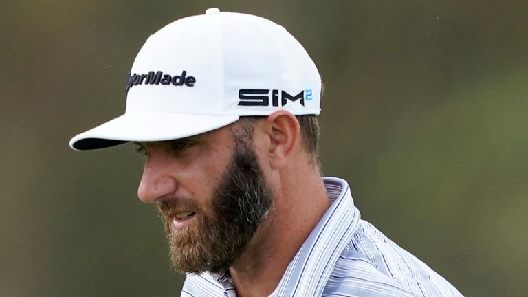 Dustin Johnson walks onto the ninth green during a practice round prior to the Tournament of Champions golf event, Wednesday, Jan. 6, 2021, at Kapalua Plantation Course in Kapalua, Hawaii. (AP Photo/Matt York)