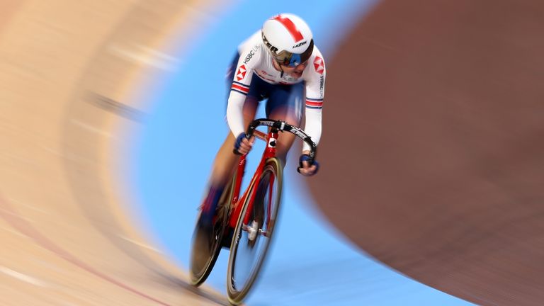 Barker won gold in the women's points race on day five of the 2020 UCI Track Cycling World Championships in Berlin