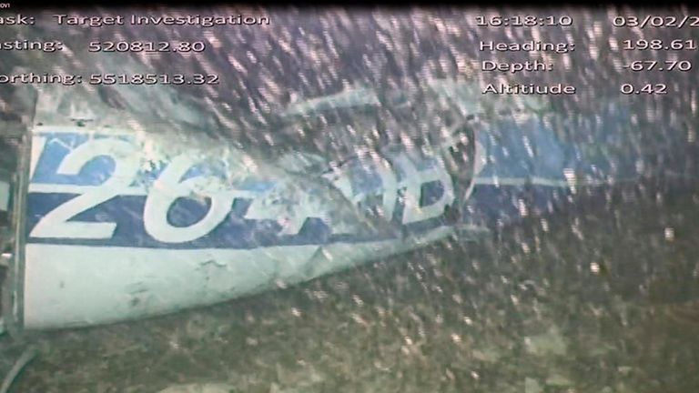 An image released by the UK Air Accidents Investigation Branch (AAIB) showed evidence of aircraft wreckage after the plane went missing