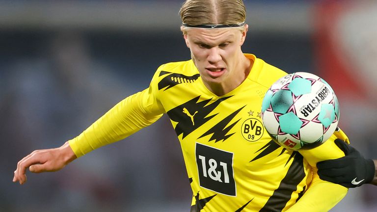 Erling Haaland in action for Borussia Dortmund