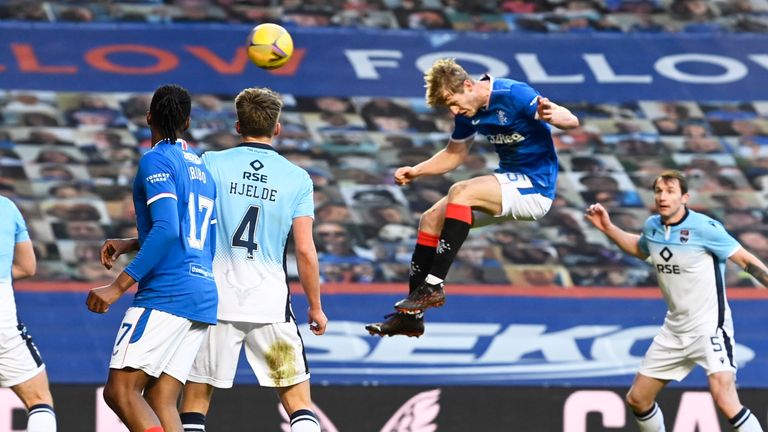 Filip Helander scores to make it 2-0 to Rangers on Saturday in Glasgow