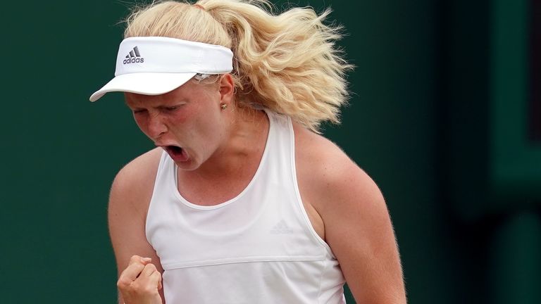 Francesca Jones in action on day seven of the Wimbledon Championships at the All England Lawn Tennis and Croquet Club, Wimbledon. PRESS ASSOCIATION Photo. Picture date: Monday July 9, 2018. See PA story TENNIS Wimbledon. Photo credit should read: John Walton/PA Wire. RESTRICTIONS: Editorial use only. No commercial use without prior written consent of the AELTC